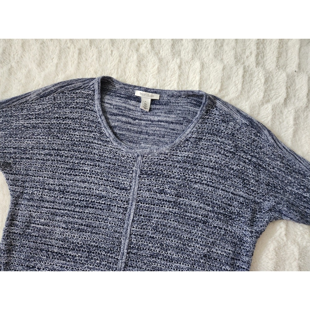 White House Black Market High Low Knit Sweater,‎ Short Sleeve Blue Womens Medium
